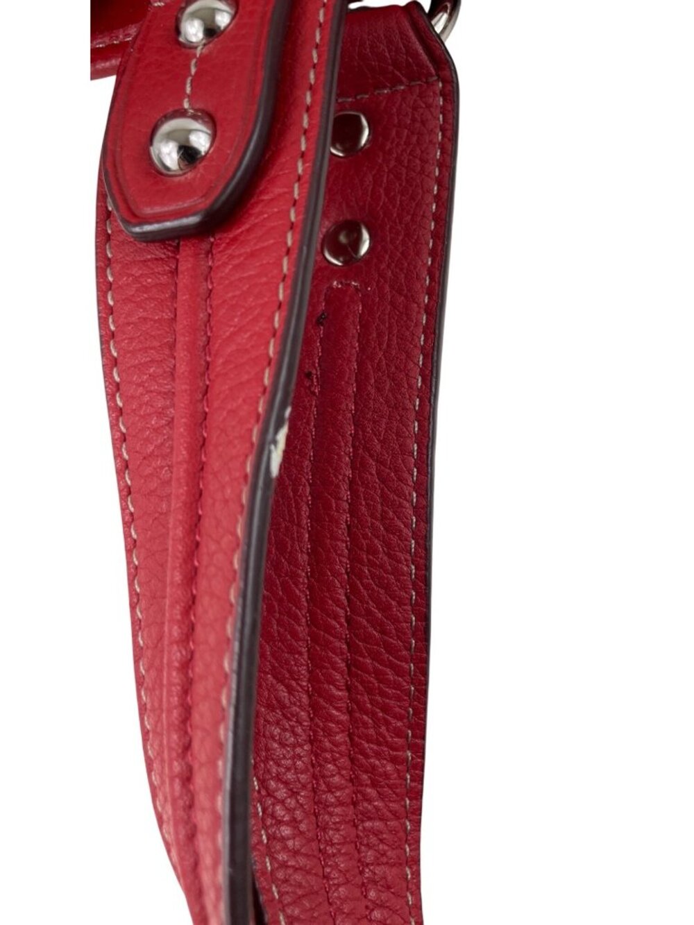 Tignanello Red Glossy Quilted Tote Bag With Dual Handles - Picture 11 of 16